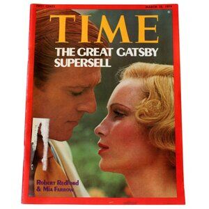 Time Magazine March 18 1974- Robert Redford And Mia Farrow The Great Gatsby